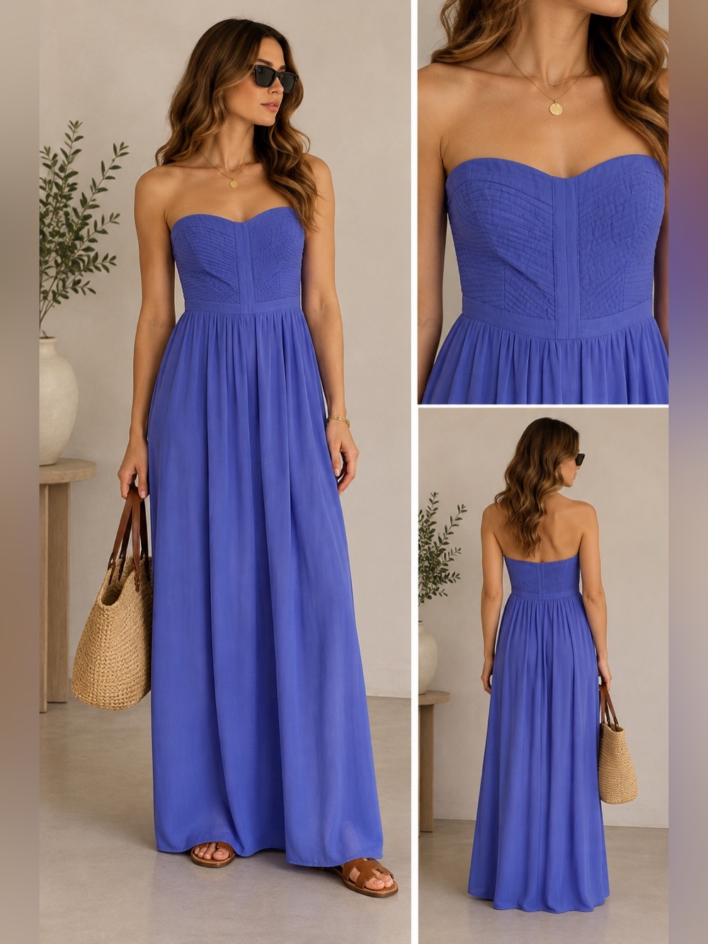 Parker Strapless Maxi Dress in Periwinkle Blue